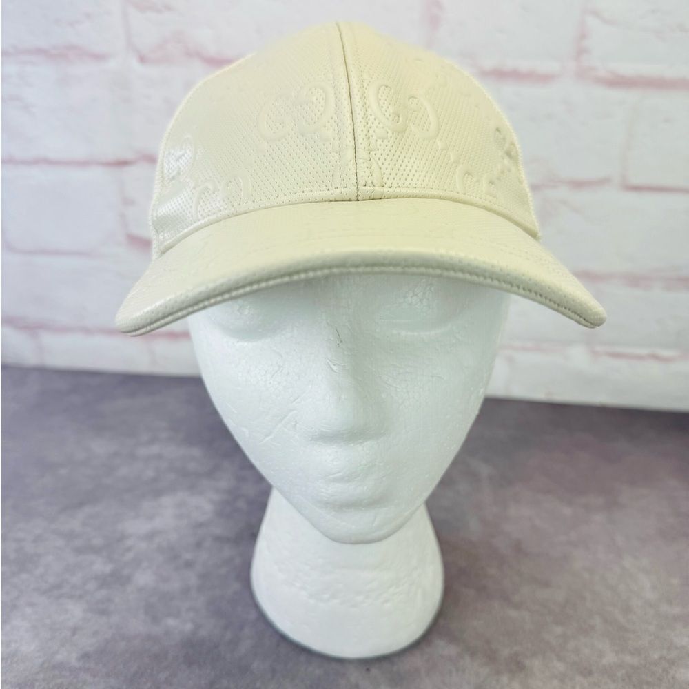 Gucci Embossed Mesh Gg Cream Cap Hat Medium - Picture 4 of 13